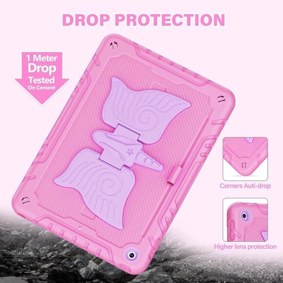 iPad 10.2 Case 9th/8th/7th Gen Heavy Duty Shockproof Cover Kickstand Pink Kids - Picture 5 of 5